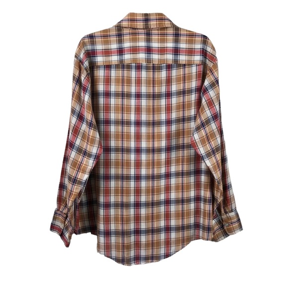Vintage 70s thin plaid travelers button up XL - Picture 2 of 5